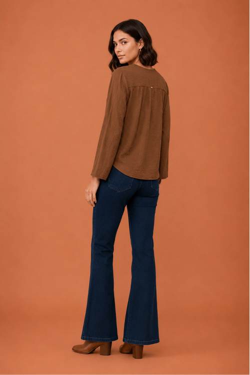 Blusa plissada manga sino chocolatr 1 -1-